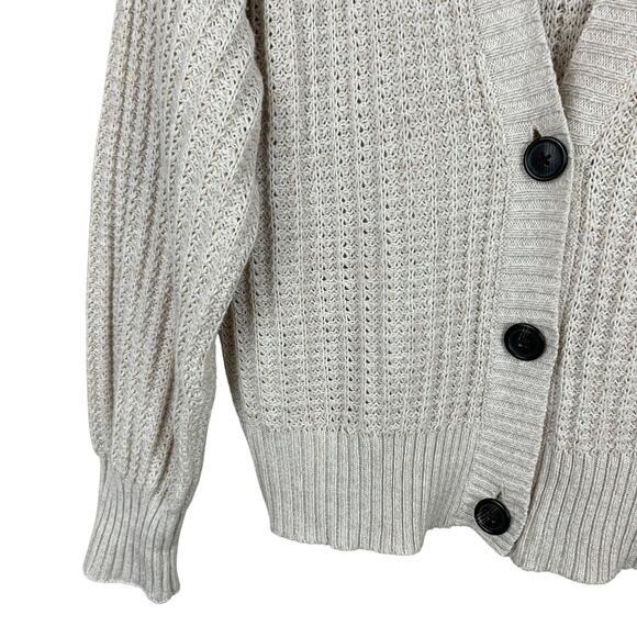 American Eagle Cardigan Sweater Beige Knit Oversized Button Front Women's M - Picture 4 of 7
